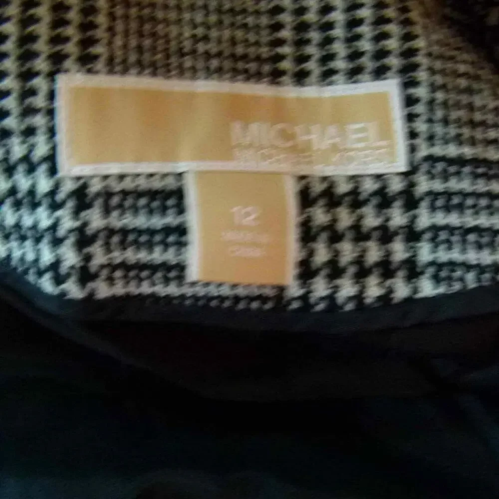 EUC Michael Kors Houndstooth Leather Blazer jacket 12
